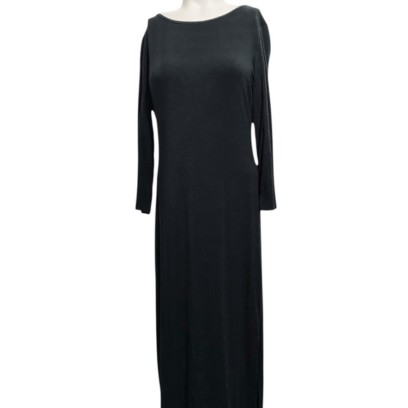 Lulus Classic Black Open-Back Midi Stretch Simplistic Scoop Back Dress – Size M - Picture 3 of 8